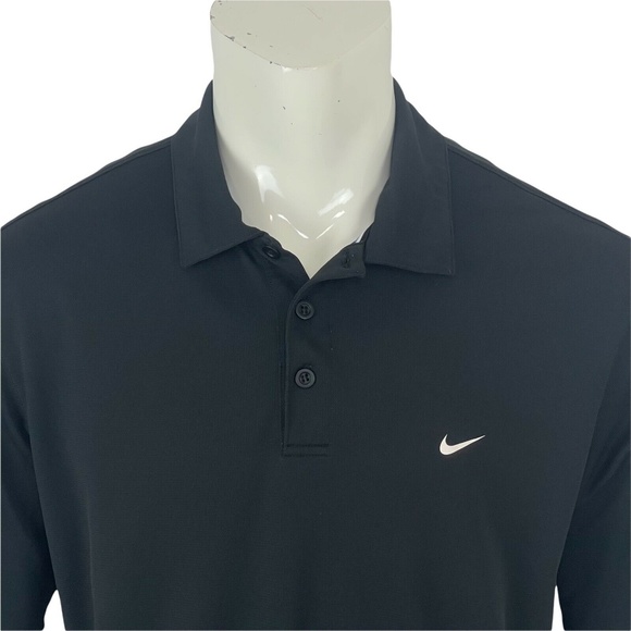 Nike Golf Dri-Fit UV Black Blue Solid And Mesh UV Golf Polo Shirt Mens XL - Picture 6 of 13